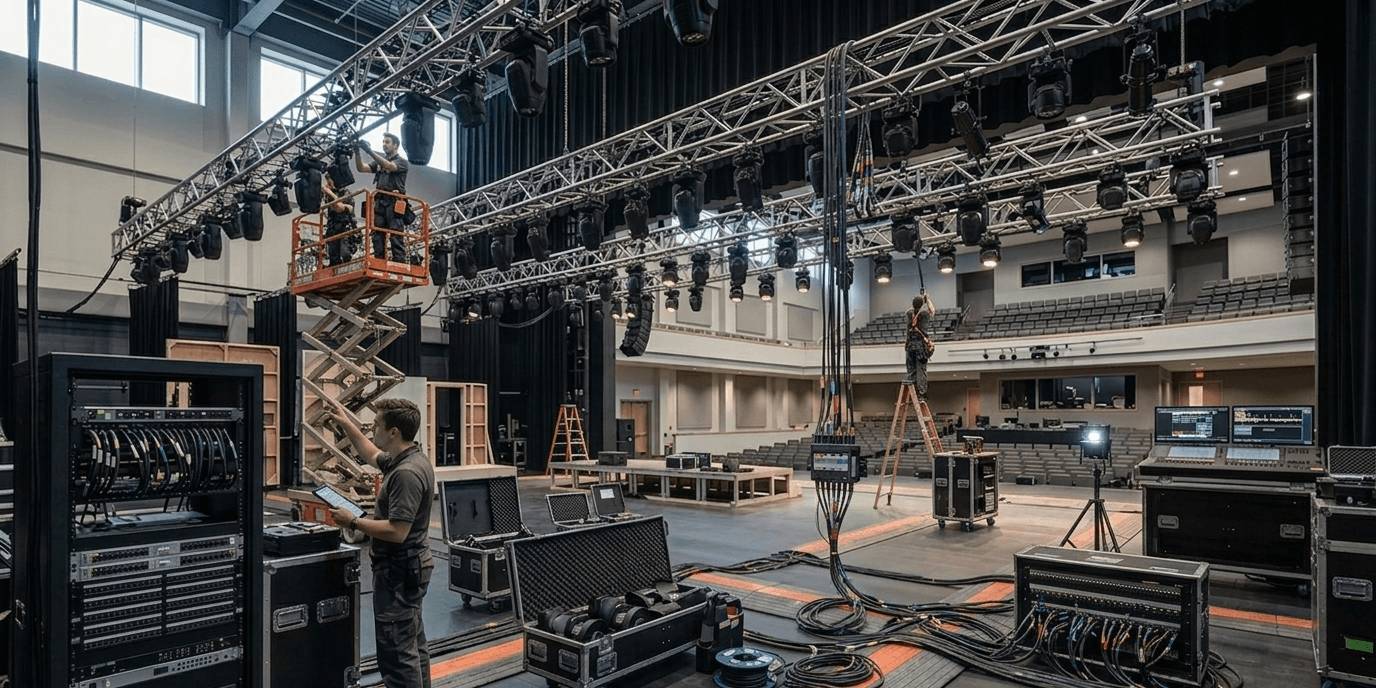 Indoor Stage Lighting Setup: Cable Management & DMX Checklist