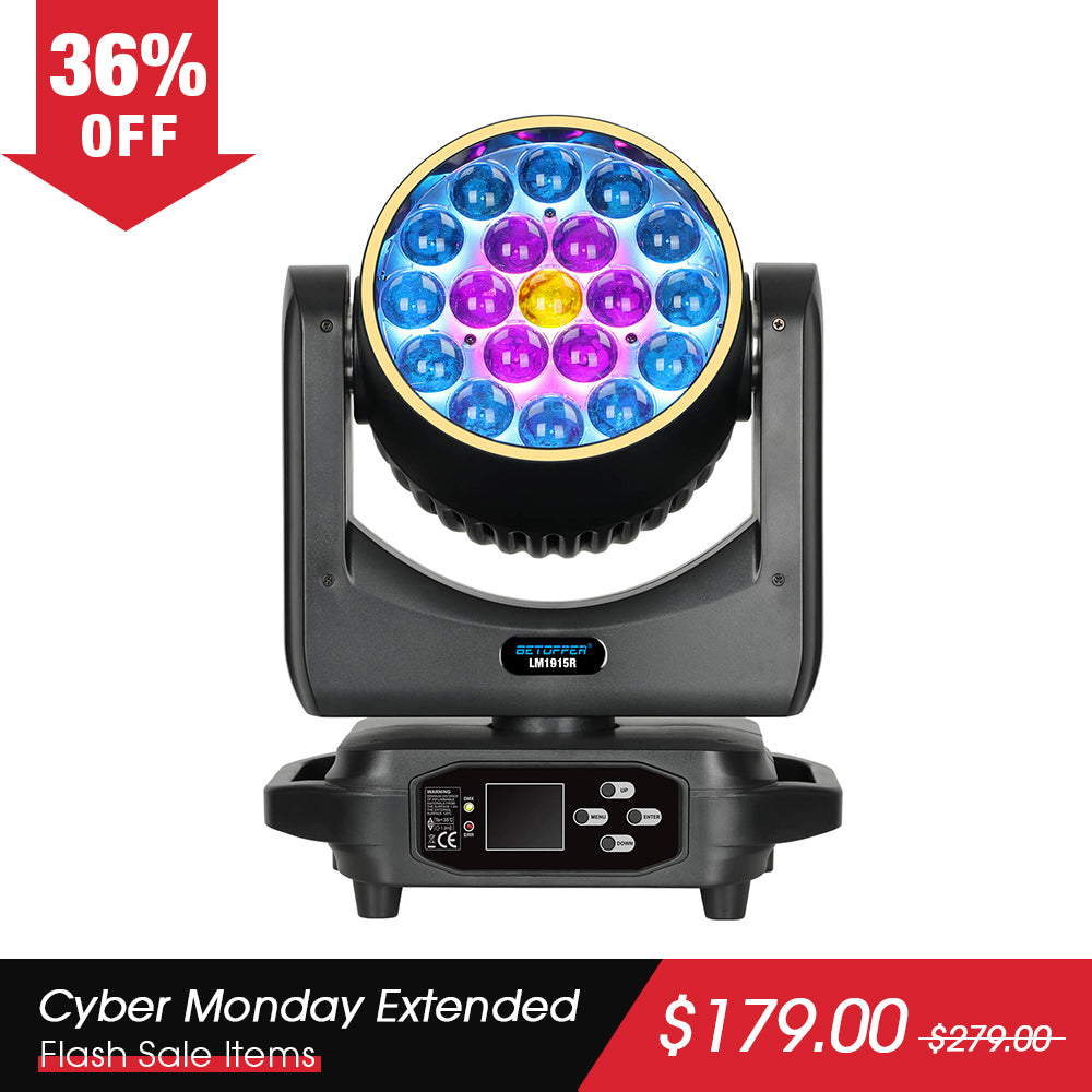 Betopper LM1915R 19x15W Lavado de lavado cabezal con anillo de halo