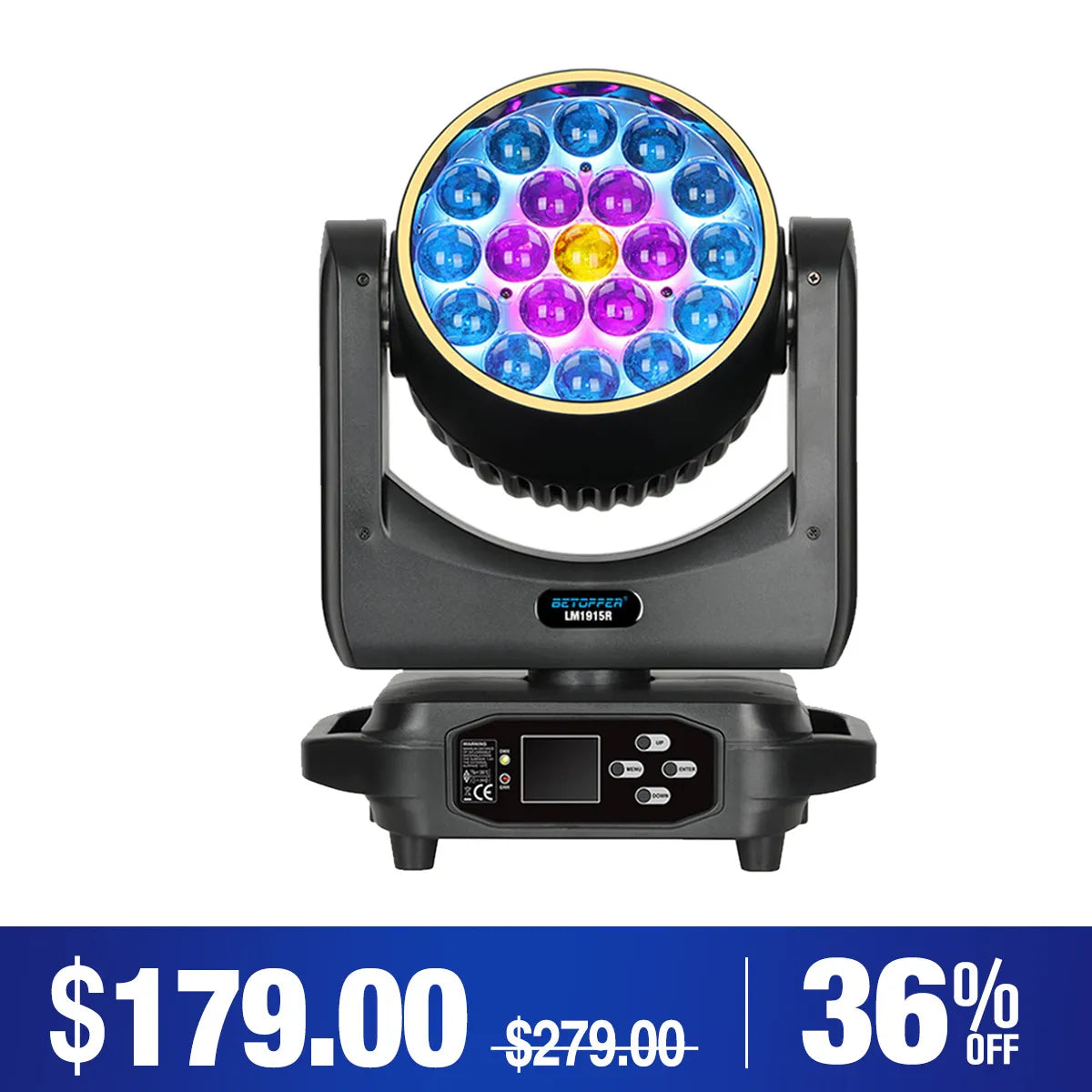 Betopper LM1915R 19x15W Lavado de lavado cabezal con anillo de halo