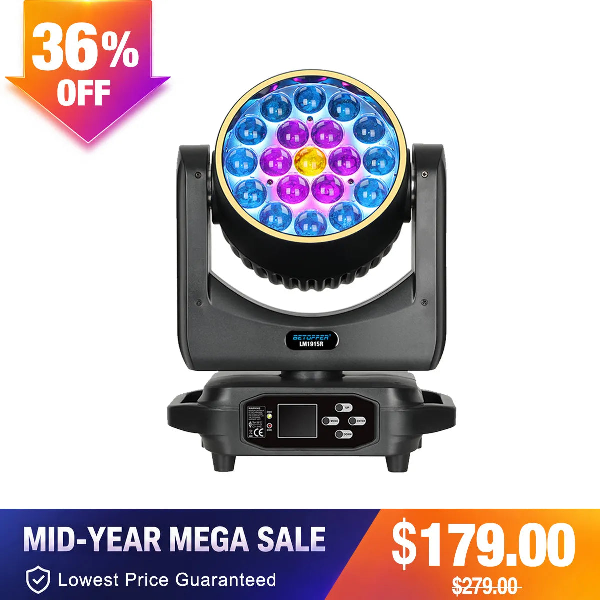 <tc>Betopper</tc> LM1915R 19x15w Wash Moving Head mit Halo-Ring