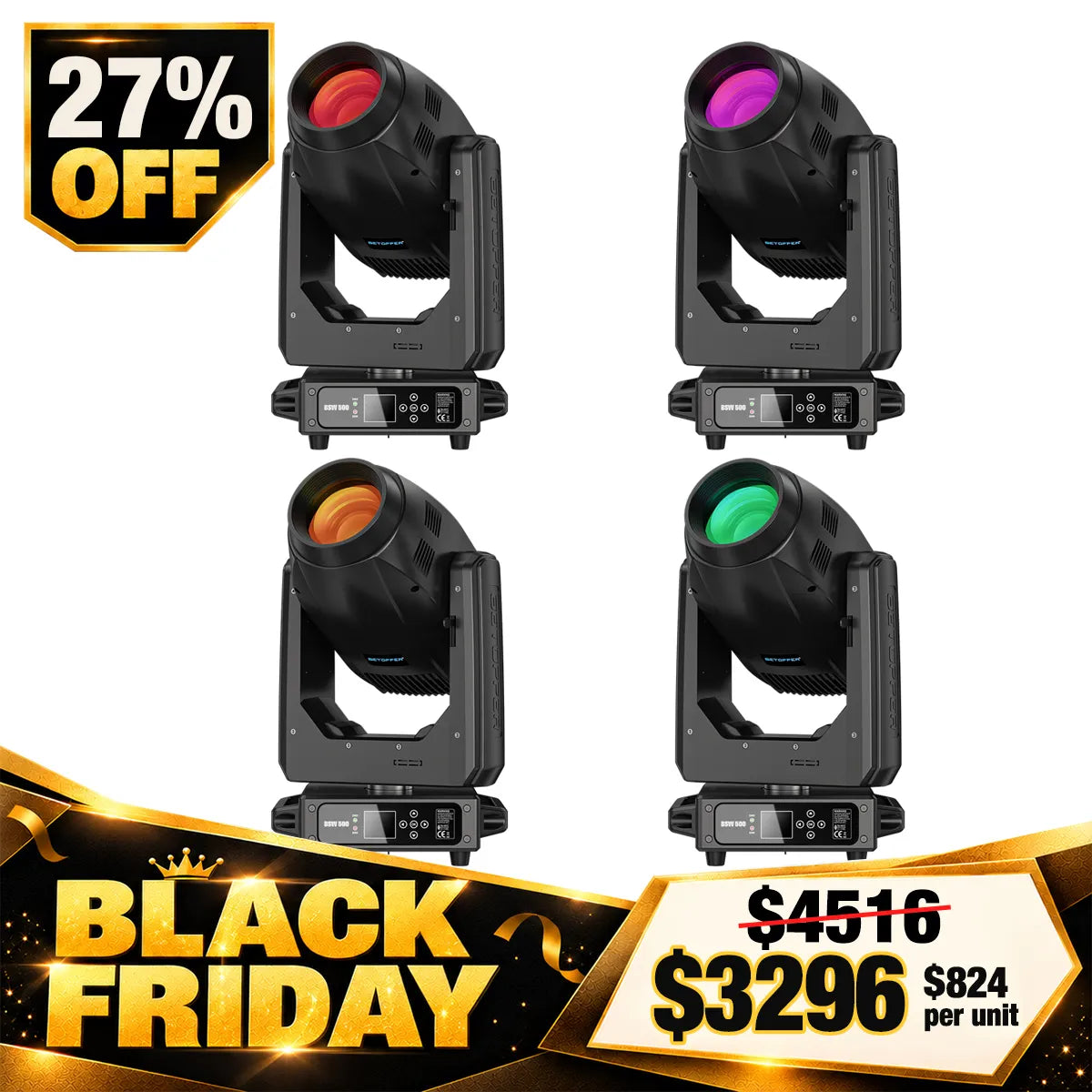 Betopper BSW500 500W CMY + CTO Spot Beam Wash Hybrid Moving Head Light(4pcs)