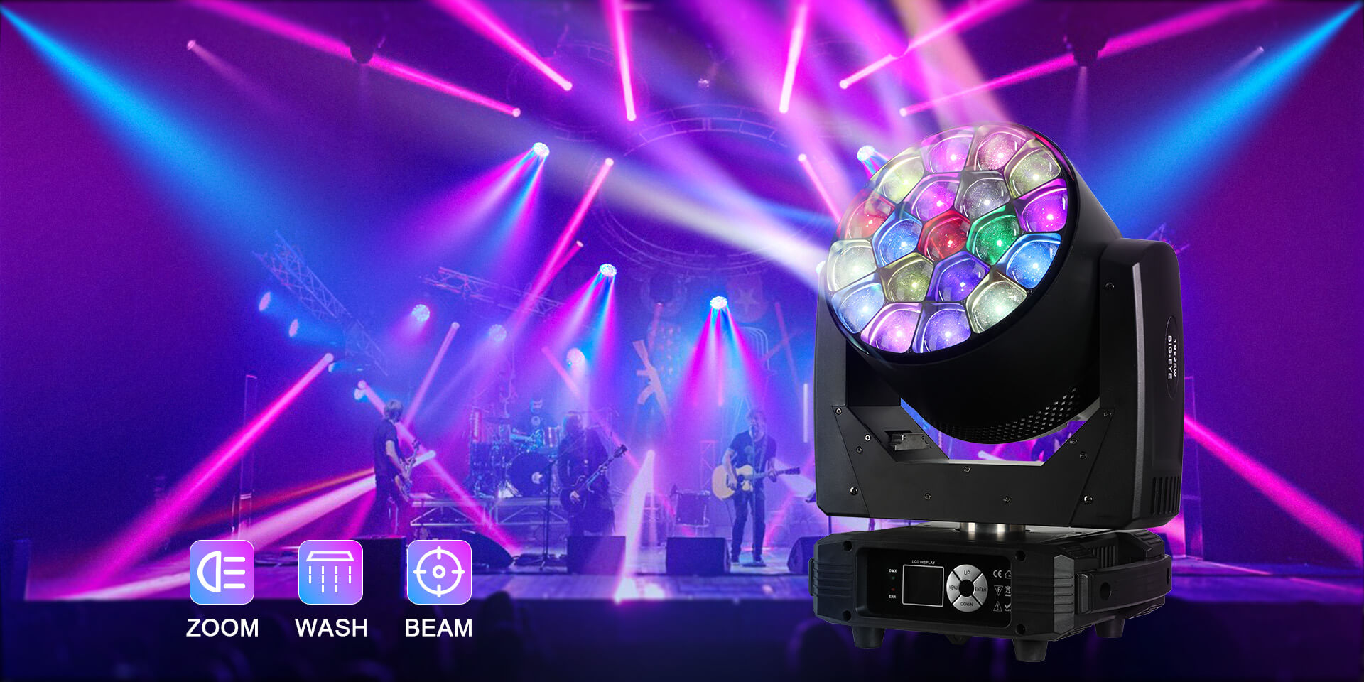 Betopper 19x25W RGBW 4-IN-1 Wash Zoom Pixel Mapping Moving Head Light LM1925