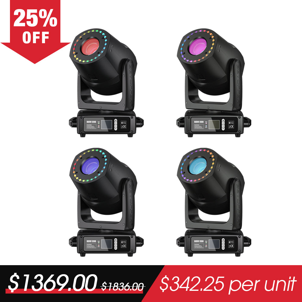 Betopper BSW200 200w Spot Beam Wash Hybrid Moving Head Lights(4pcs)