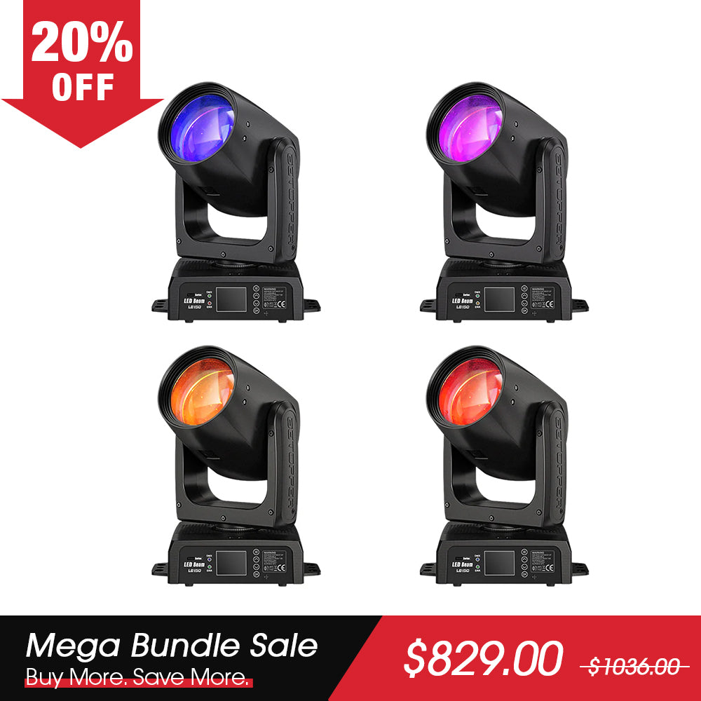 Betopper LB150 150W LED Beam Moving Head Lights (4pcs)