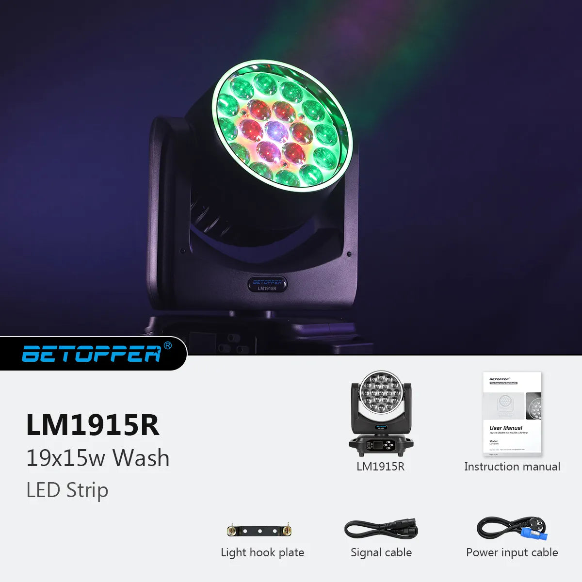 <tc>Betopper</tc> LM1915R 19x15w ウォッシュムービングヘッド(ハローリング付き)