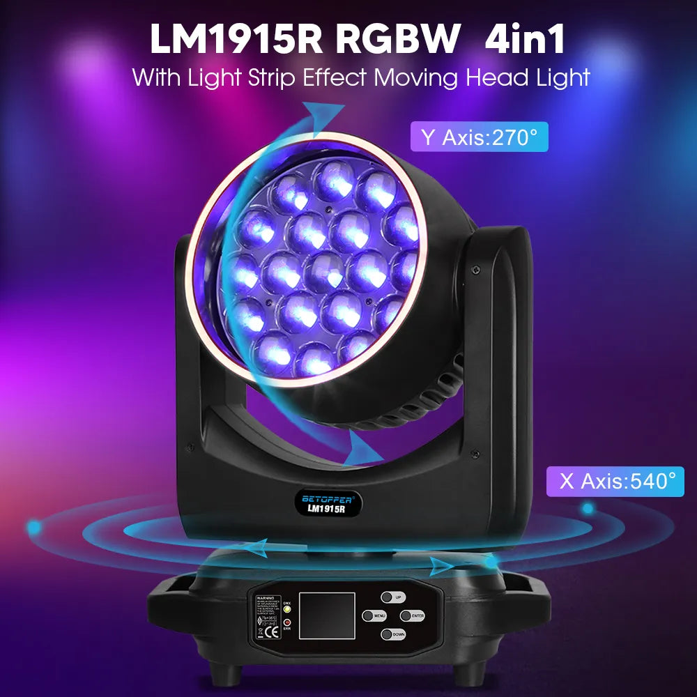 <tc>Betopper</tc> LM1915R 19x15w ウォッシュムービングヘッド(ハローリング付き)
