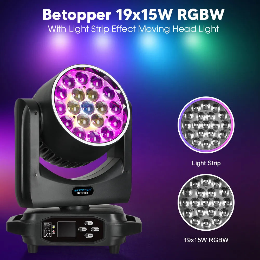 <tc>Betopper</tc> LM1915R 19x15w ウォッシュムービングヘッド(ハローリング付き)