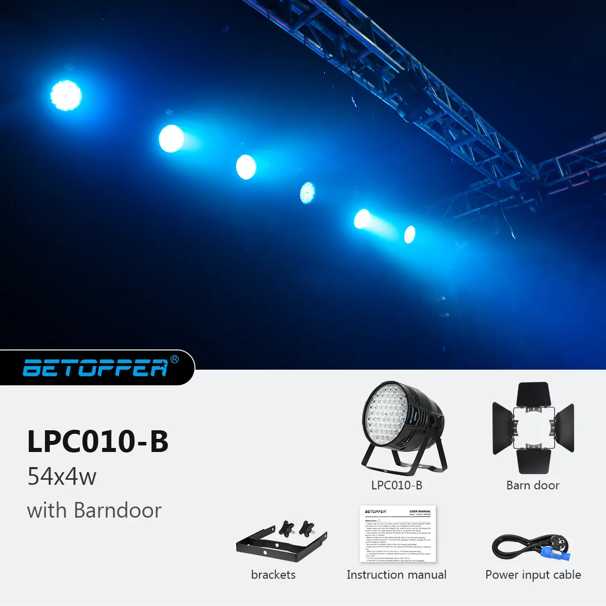 <tc>Betopper</tc> Projecteur PAR LPC010-B 54x4w 5562lm avec coupe-flux