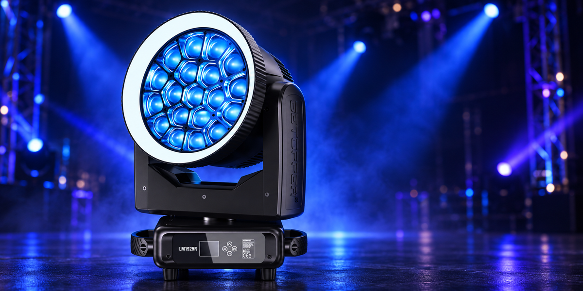 LM1925R RGBW Moving Head Wash Light with RGB Halo Ring