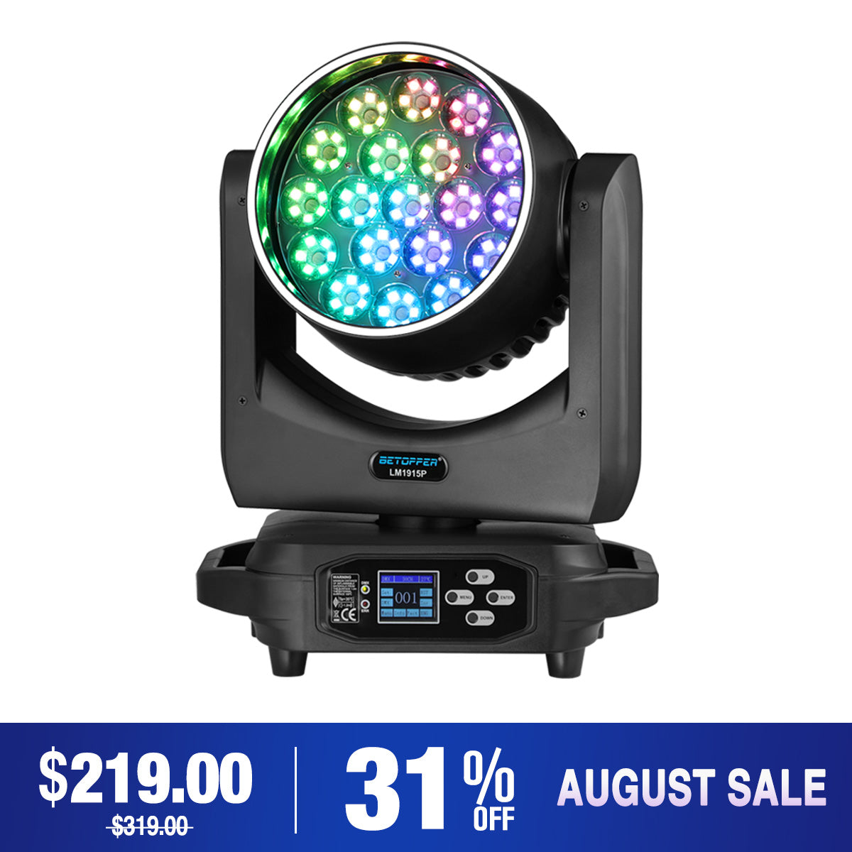 Betopper LM1915 Series 19×15W Wash Moving Head with Halo Ring