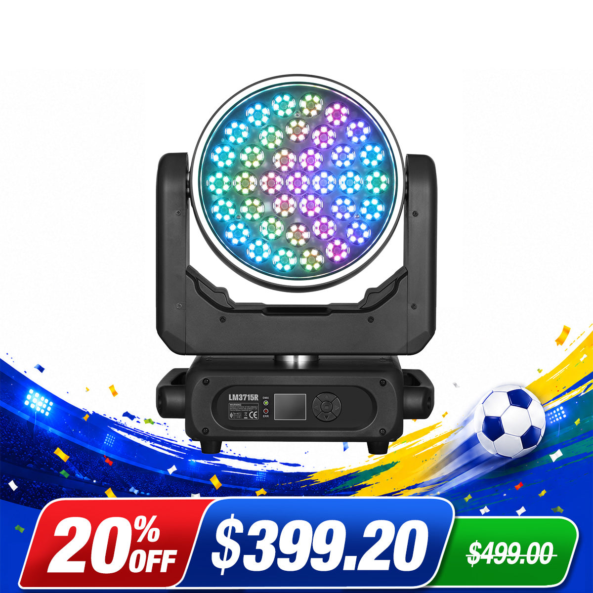 Betopper LM3715R 37×15W Wash Moving Head avec Halo Ring