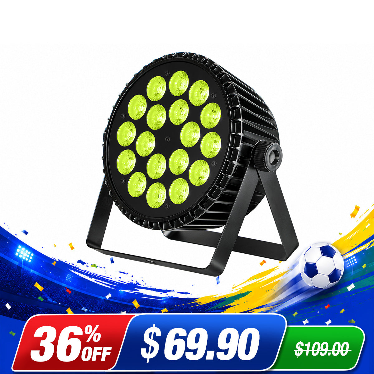 Betopper LPC1818 Upgraded 18x18W Lime Amber UV + RGB LED PAR Light