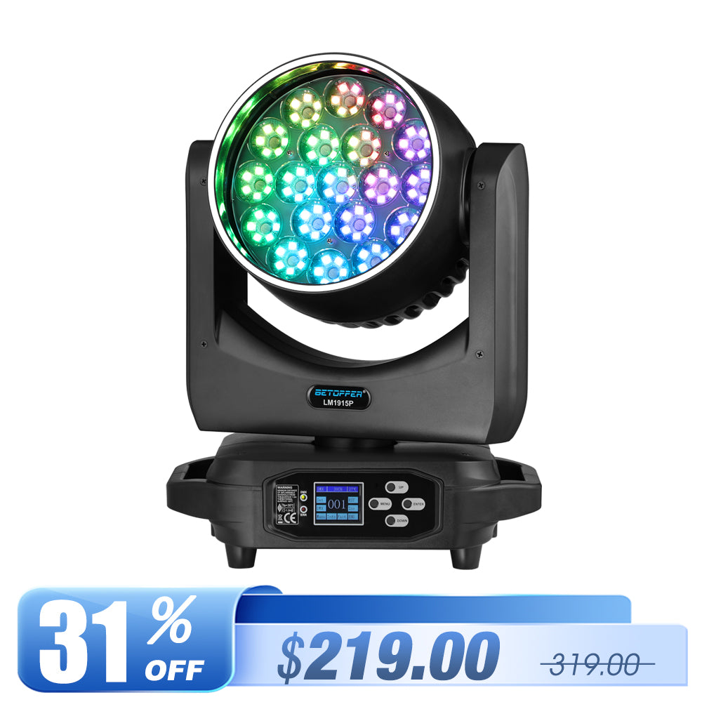 Betopper LM1915 Series 19×15W Wash Moving Head with Halo Ring