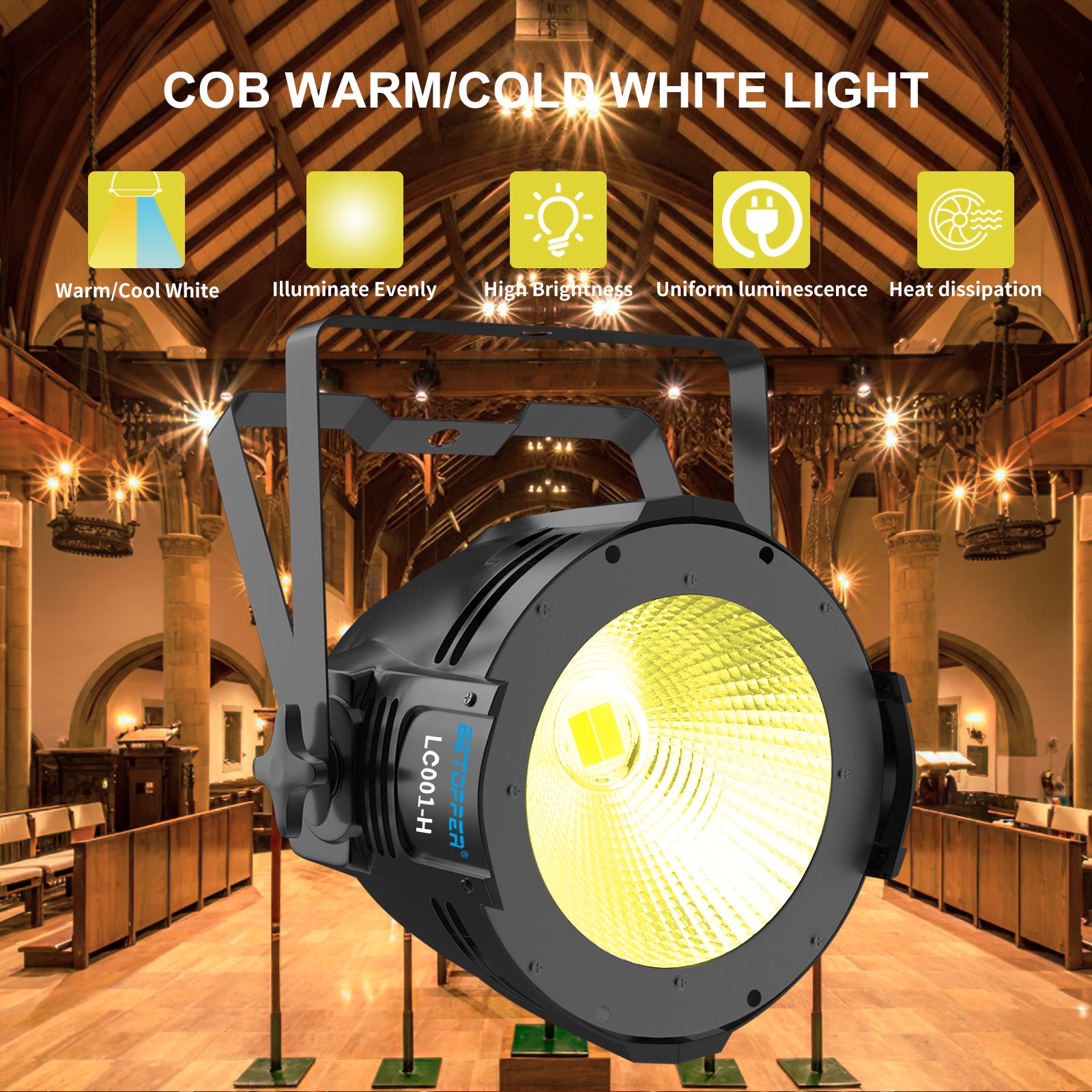 Betopper LED COB Zoom Par Light 100W WarmCold White Lighting LC001-H