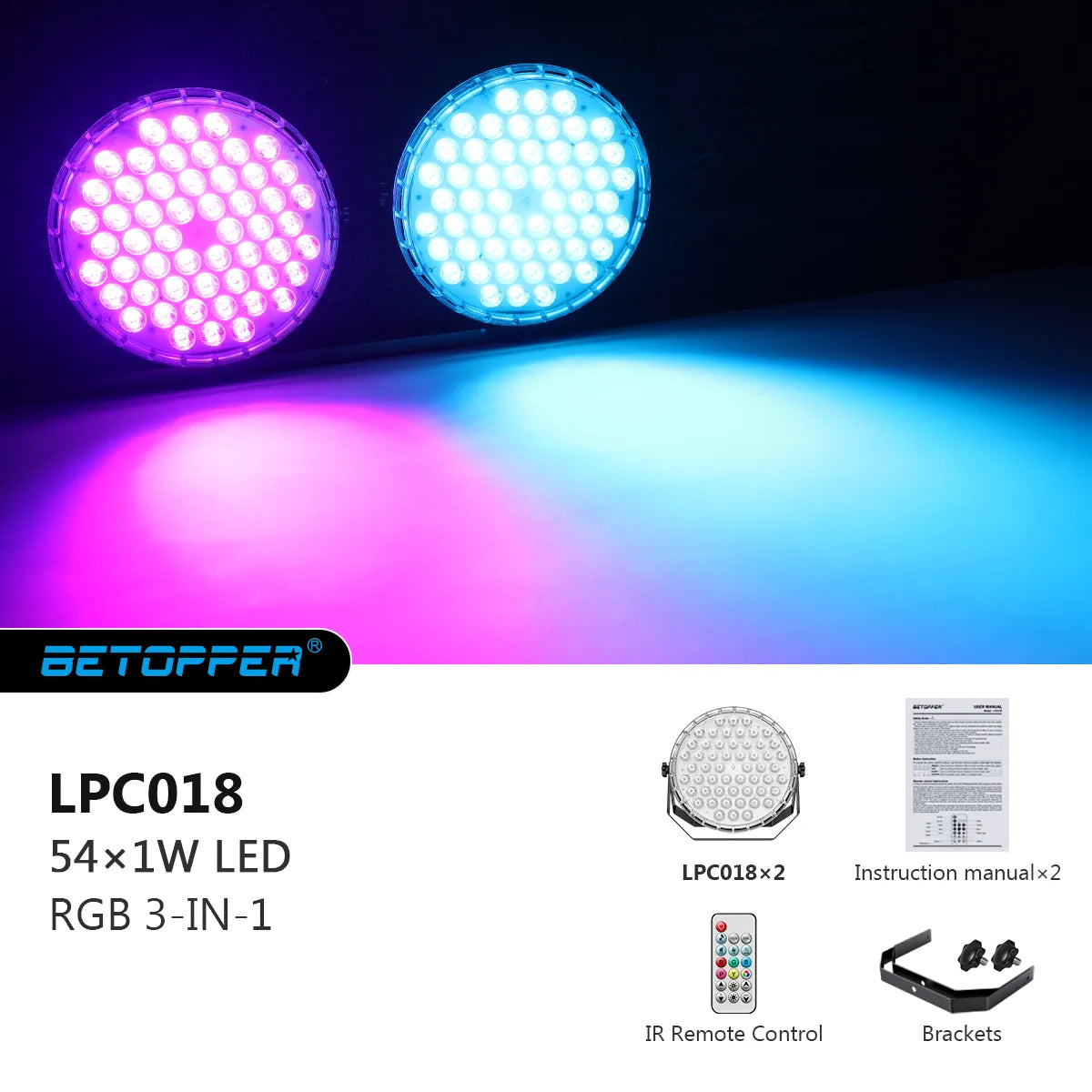 Betopper LPC018 54×1W RGB 3-in-1 Stage LED PAR Light