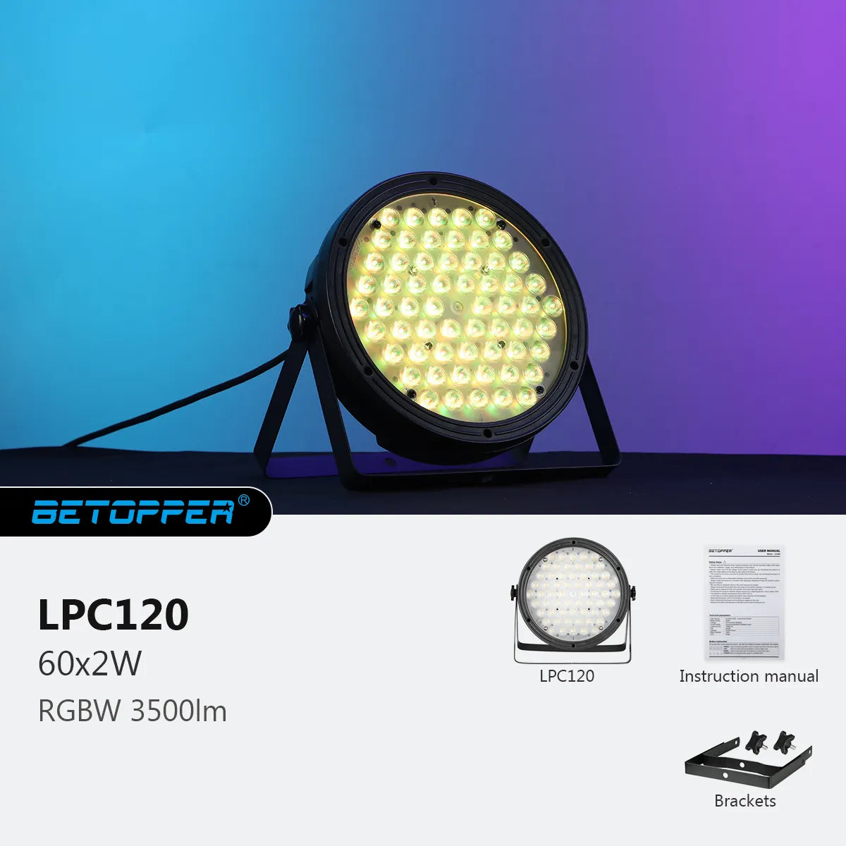 <tc>Betopper</tc> LPC120 60x2W RGBW 3500LM PAR Light