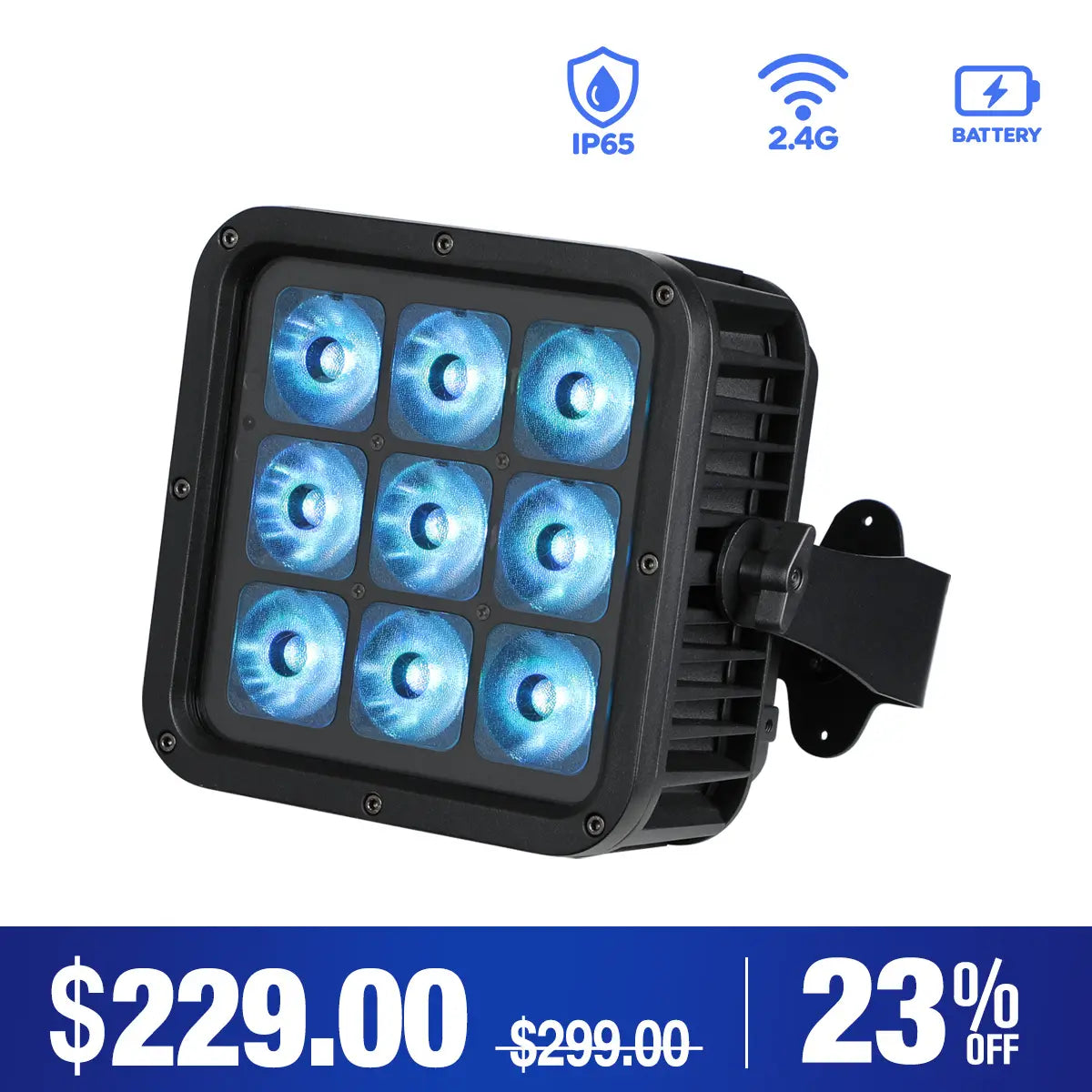 Betopper LPD001 9×18W RGBWA+UV 6-in-1 Battery-Powered IP65 Outdoor Uplight