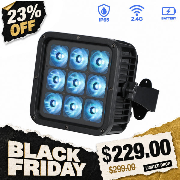 Betopper LPD001 9×18W RGBWA+UV 6-in-1 Battery-Powered IP65 Outdoor Uplight