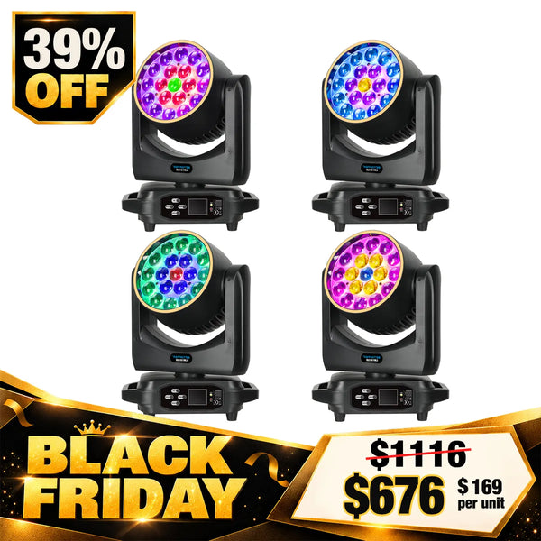 Betopper LM1915R 19×15W Wash Moving Head with Halo Ring (4pcs)
