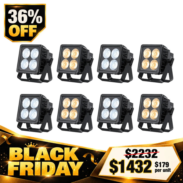 Betopper LPW0450 4×50W IP65 Waterproof WW/CW COB LED PAR Light (8pcs)