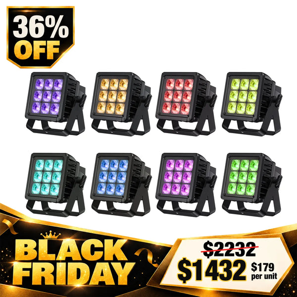 Betopper LPW0918 9×18W IP65 Waterproof RGBAL+UV LED PAR Light (8pcs)