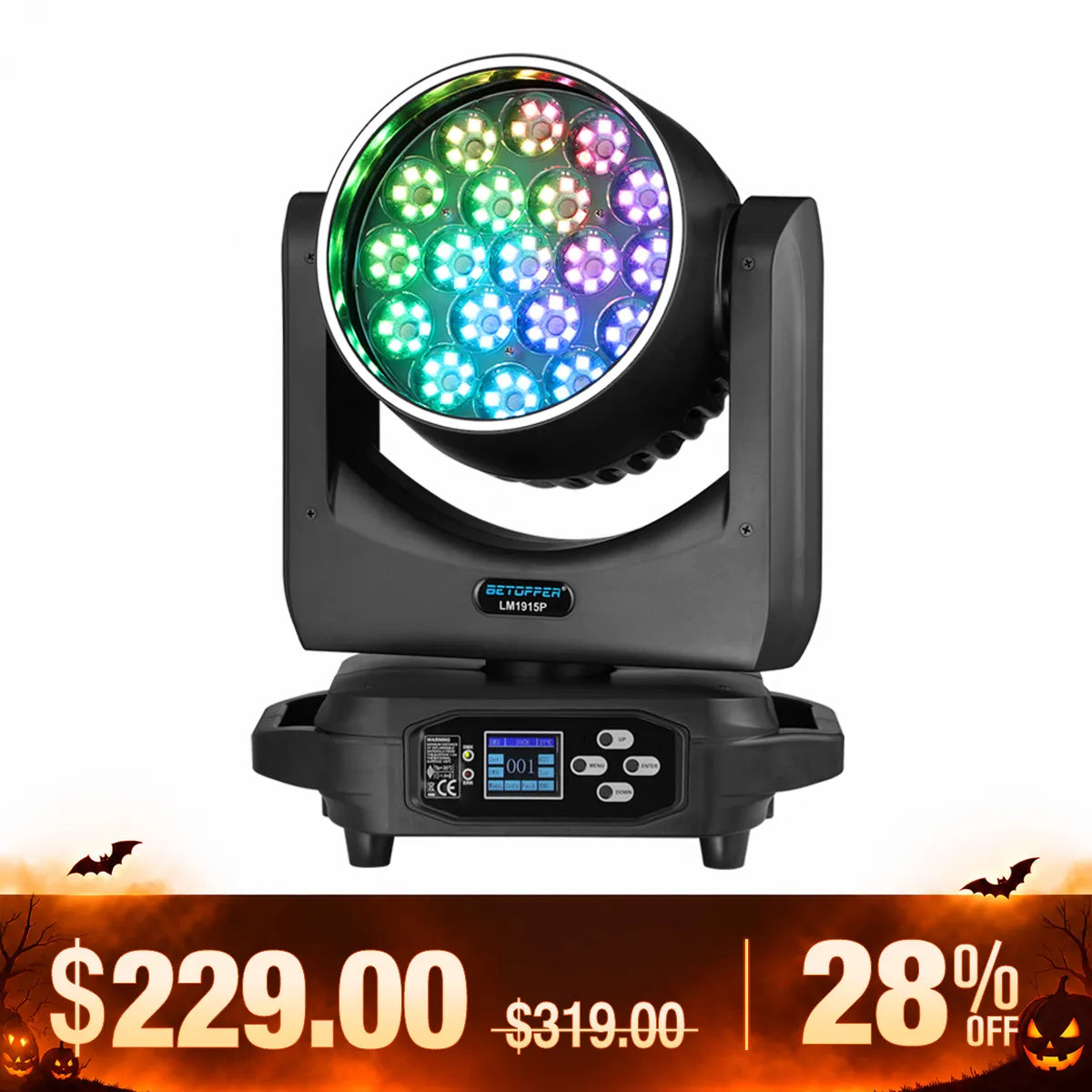 Betopper LM1915 Series 19×15W Wash Moving Head with Halo Ring