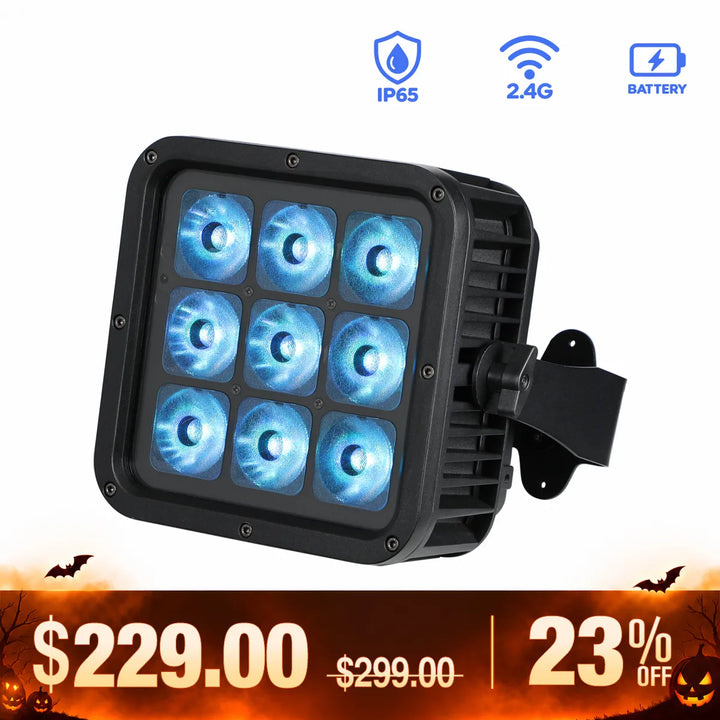 Betopper LPD001 9×18W RGBWA+UV 6-in-1 Battery-Powered IP65 Outdoor Uplight
