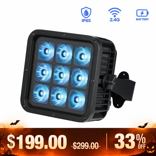 Betopper LPD001 9×18W RGBWA+UV 6-in-1 Battery-Powered IP65 Outdoor Uplight